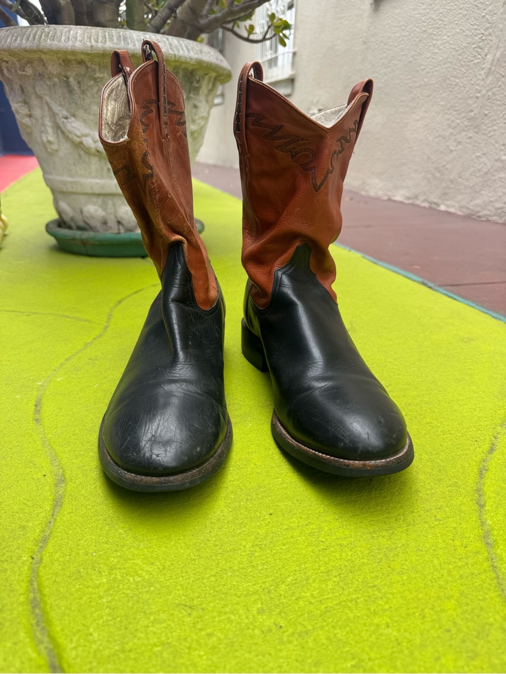 Ariat Heritage Roper Men’s 13D Black Brown Leather Western Cowboy Boots